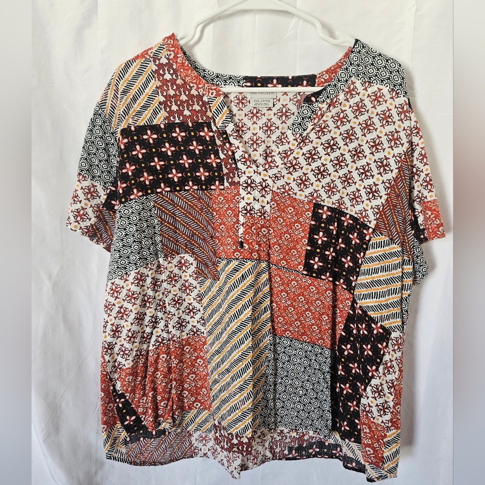 Patchwork Print Women's Top